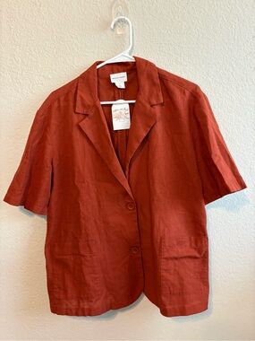 Melrose and Market Rust Linen Button-Front Top